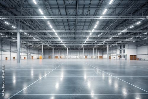 Empty warehouse. Logistics and transportation concept