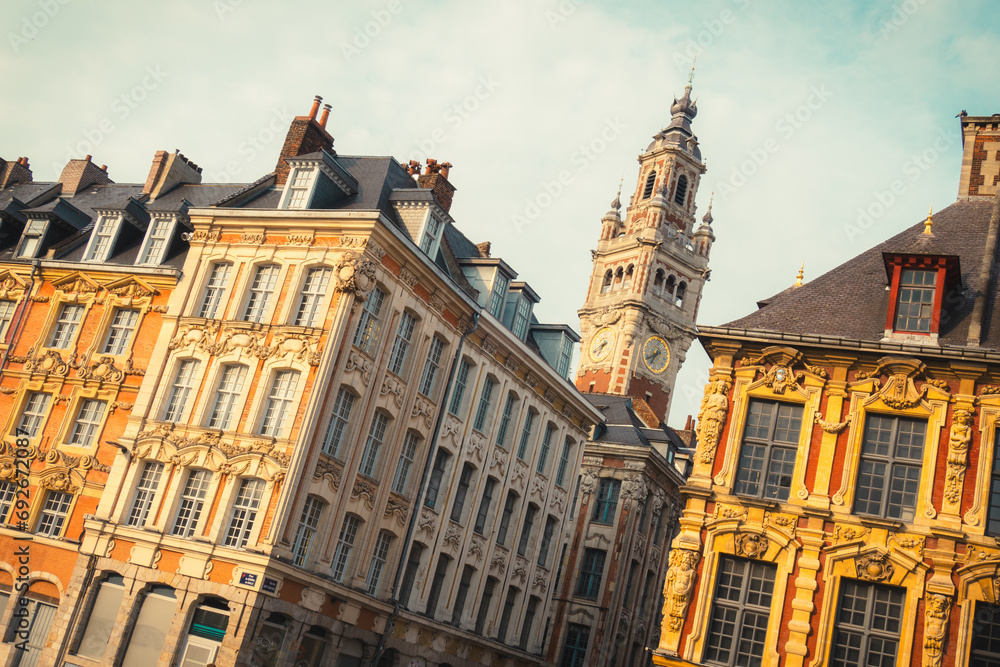 Buildings on the Grand Place in Lille. Photography taken in France.
