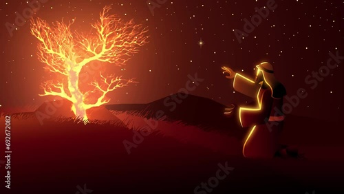 Biblical motion graphic series, Moses and the burning bush photo