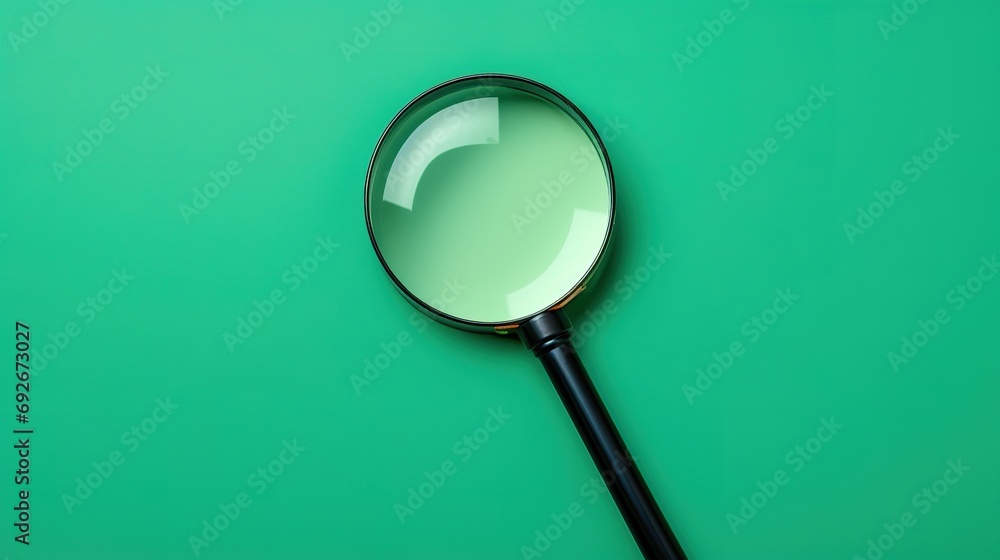 A magnifying glass isolated on green background A magnifying glass isolated on green background