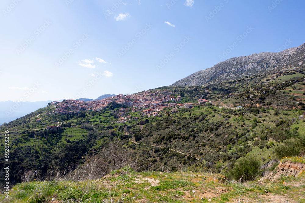 Greece mountain landscape on a sunny summer day