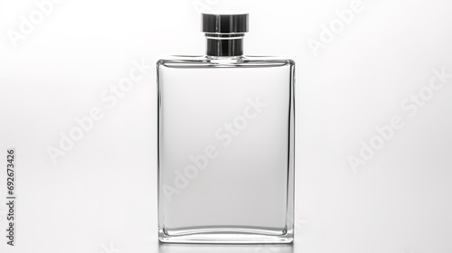 Alcohol flask made of glass, portable container for carrying liquor, isolated on a white background