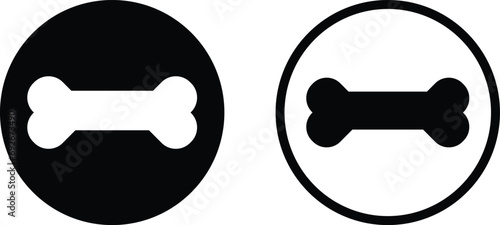 Dog bone icon set in two styles isolated on white background . Vector illustration
