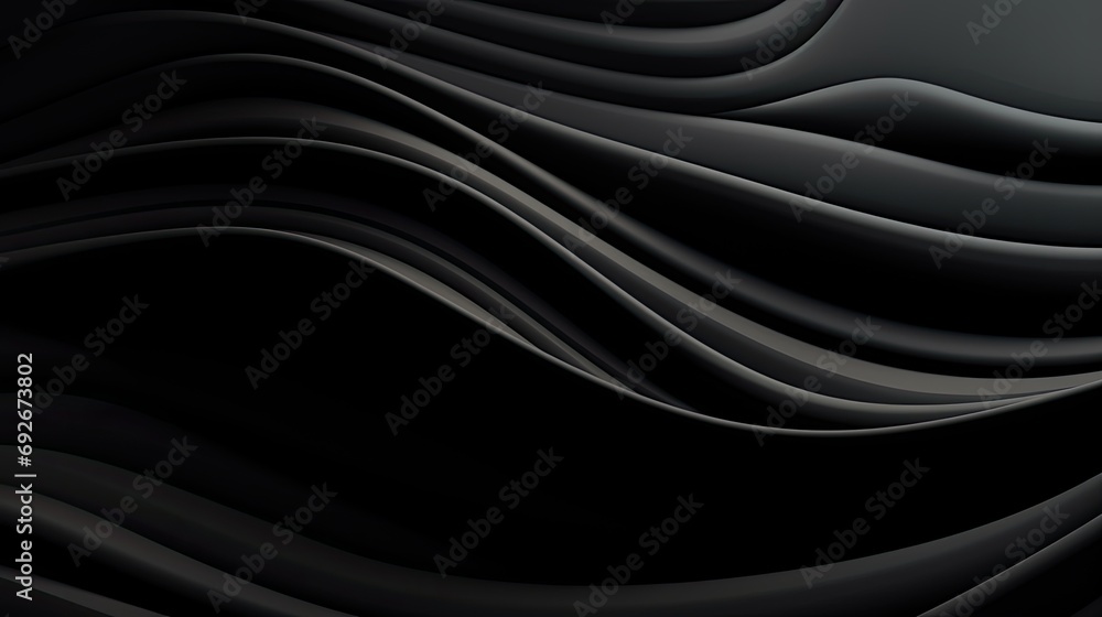 Fototapeta premium Modern 3D minimalist background. undulating black surface with copy space.