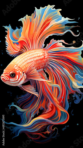 Betta fish background portrait illustration v
