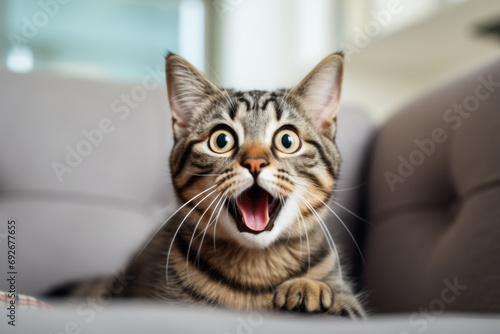 Wallpaper Mural Cat with surprised eyes and opened mouth, humor meme. Torontodigital.ca