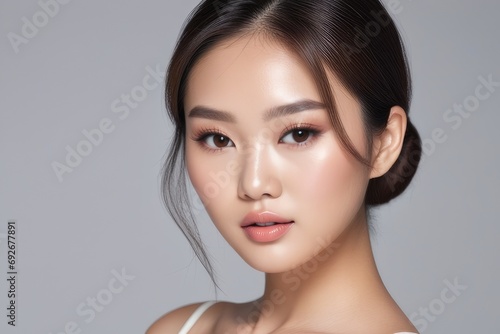 portrait of asian woman on white background