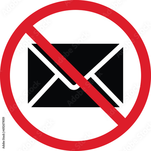 Spam mail Icon isolated on white background . No email sign . Vector illustration