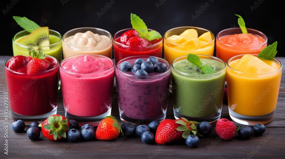 Fruit and berry fresh smoothies. Fruit and berry fresh smoothies.