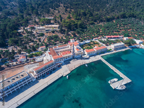 Holy Monastery of the Taxiarch Michael Panormitis. Symi Island, Greece photo