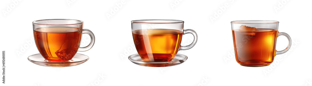Collection cup of tea on transparent background Collection cup of tea on transparent background