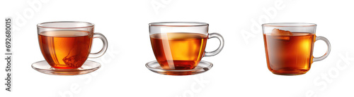 Collection cup of tea on transparent background