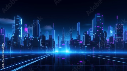 a city with neon lights