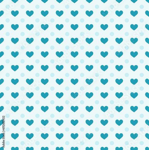 Blue Hearts and Polka Dots Seamless Tile