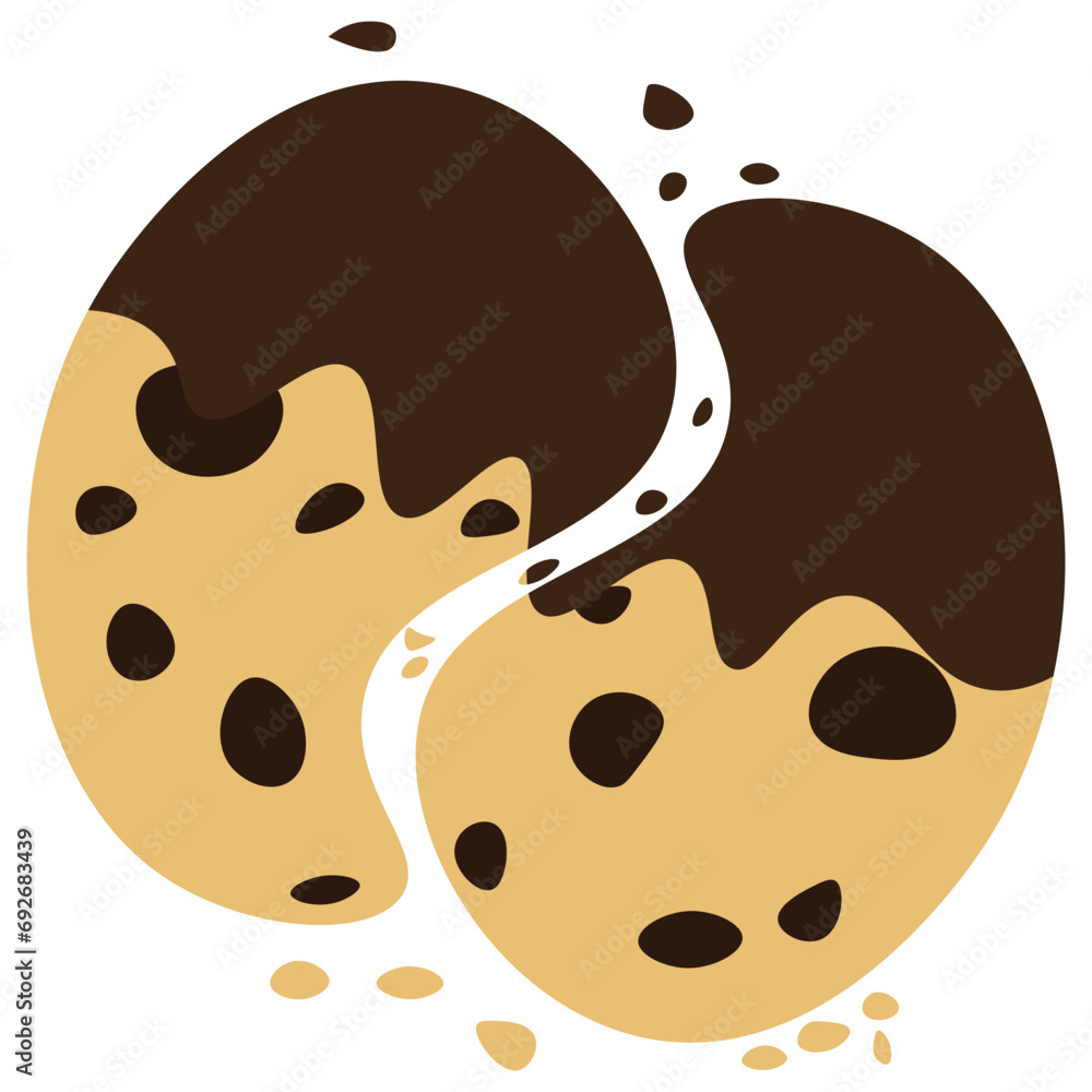 Cracked chocolate chip cookies coated with chocolate. Vector illustration. Cracked chocolate chip cookies coated with chocolate. Vector illustration.