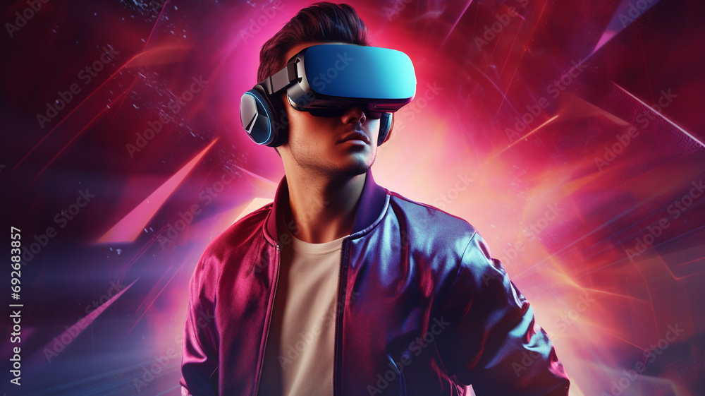 3D male character in a virtual reality head background portrait illustration 3D male character in a virtual reality head background portrait illustration