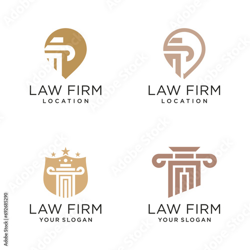 Law firm logo vector design illustration with modern pin concept and creative style