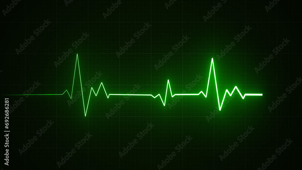 Emergency ekg monitoring. Blue glowing neon heart pulse. Heartbeat. Electrocardiogram	