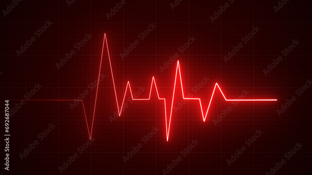 Emergency ekg monitoring. Blue glowing neon heart pulse. Heartbeat. Electrocardiogram	