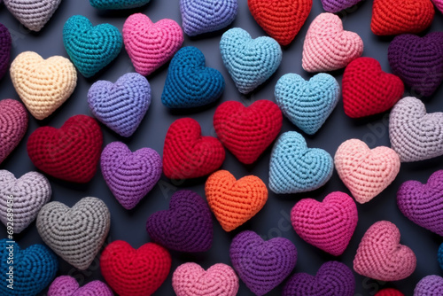 Crocheted hearts Valentine s Day background 