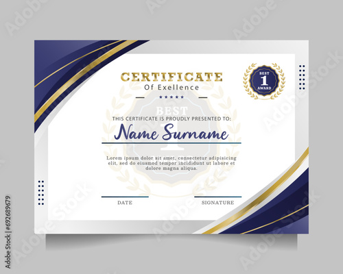 modern certificate of exellence template. vector illustration