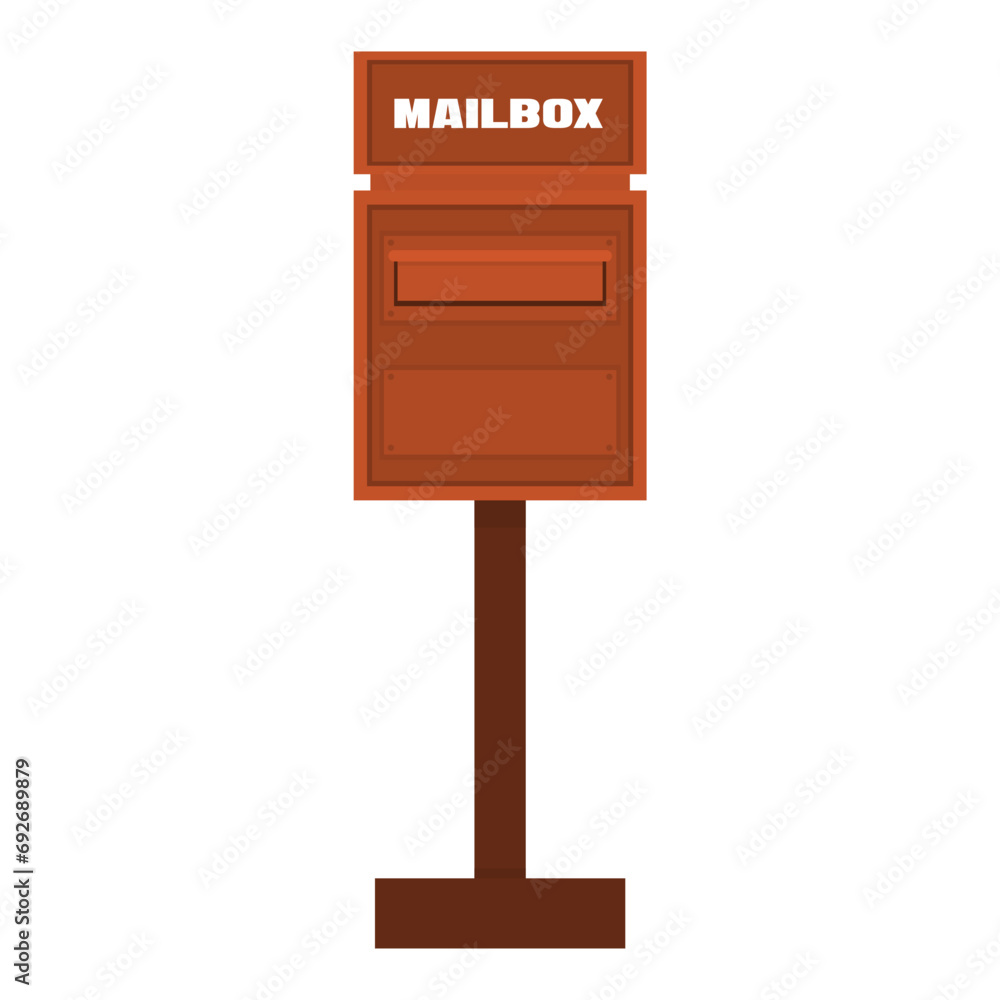 Tall red mailbox on the counter. Street public mailbox in flat style. Written communication. Receiving and sending letters and mail. Urban infrastructure facilities. Isolated on white background. Tall red mailbox on the counter. Street public mailbox in flat style. Written communication. Receiving and sending letters and mail. Urban infrastructure facilities. Isolated on white background.
