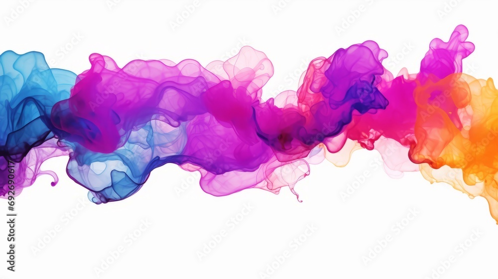 Abstract colorful smoke isolated on white background. illustration. Generative AI