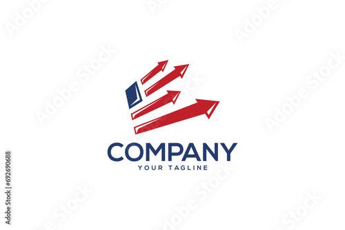 Creative logo design depicting a usa flag made from arrows. 