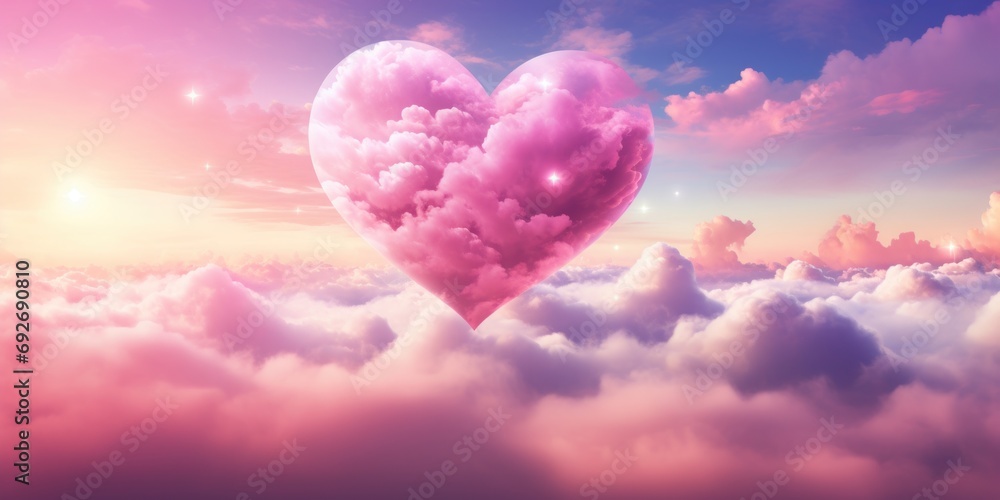 Cloud heart figure shape form in pastel soft blue and pink color tone Cloud heart figure shape form in pastel soft blue and pink color tone
