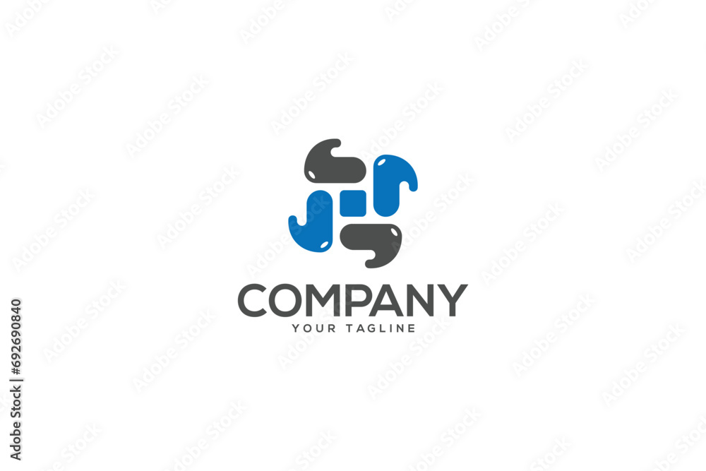 Creative logo design depicting a colorful abstract shape. 