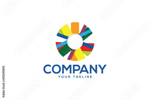 Creative logo design depicting a colorful abstract shape. 