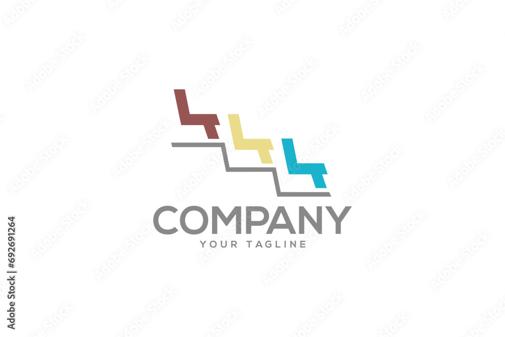 Creative logo design depicting a 444 chairs shape. Creative logo design depicting a 444 chairs shape.