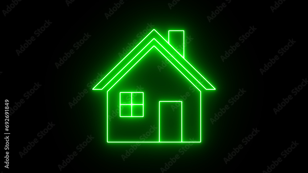 Outline neon house icon. Glowing neon home, house mortgage pictogram. Real estate insurance, investment, apartment. Outline neon house icon. Glowing neon home, house mortgage pictogram. Real estate insurance, investment, apartment.