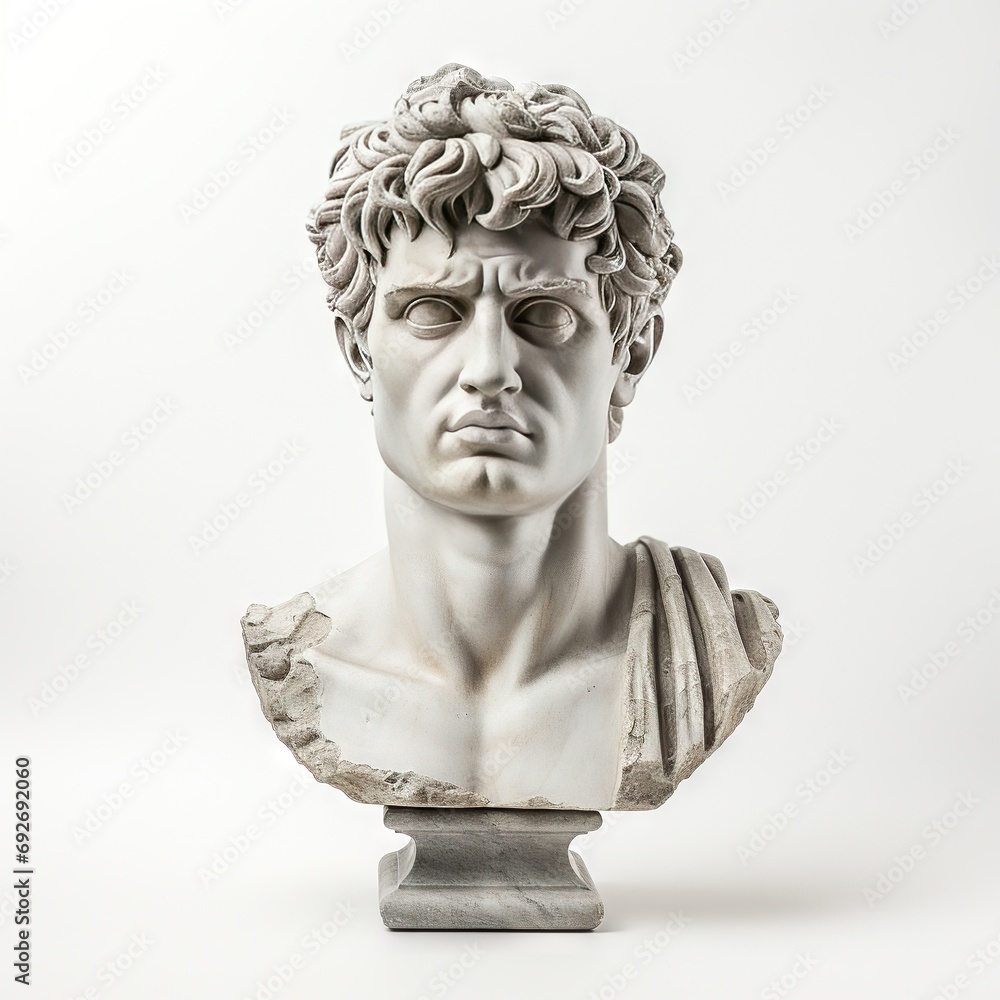 Abstract ancient roman, greek stoic person with a muscular body, marble ...