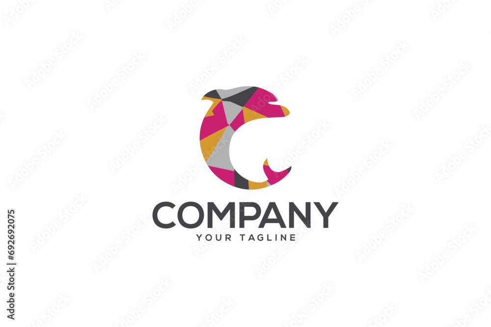 Creative logo design depicting a dolphin. 