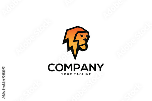 Creative logo design depicting a flash lion.  photo