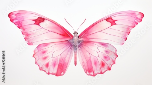 butterfly pink isolated on white background. 3d illustration. Generative AI © Alex