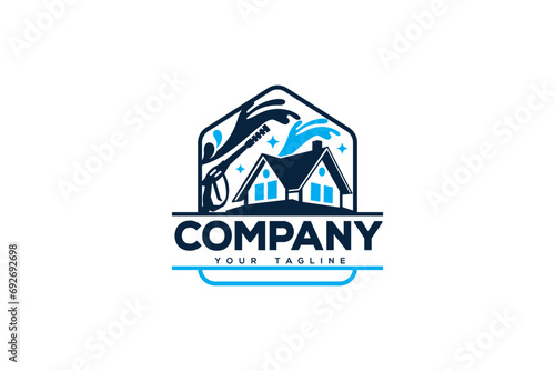 Creative logo design depicting an emblem for a pressure washer company. 