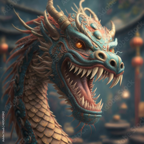 chinese dragon photo 3d render cinematic