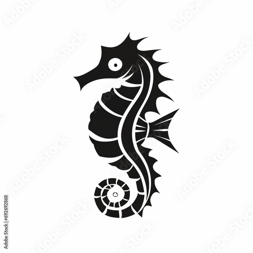 tribal seahorse symbol icon logo design black an