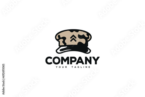 Creative logo design depicting a military hat. 