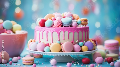 pastel colorful cake food illustration sprinkles confetti, bright tasty, delicious sweet pastel colorful cake food