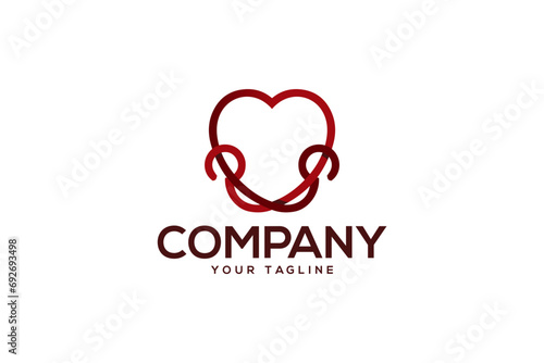 Creative logo design depicting a hook heart. 