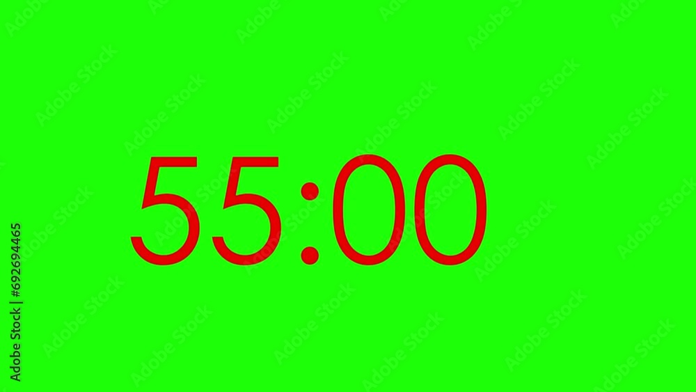 One minute timer, red font, on a green background One minute timer, red font, on a green background