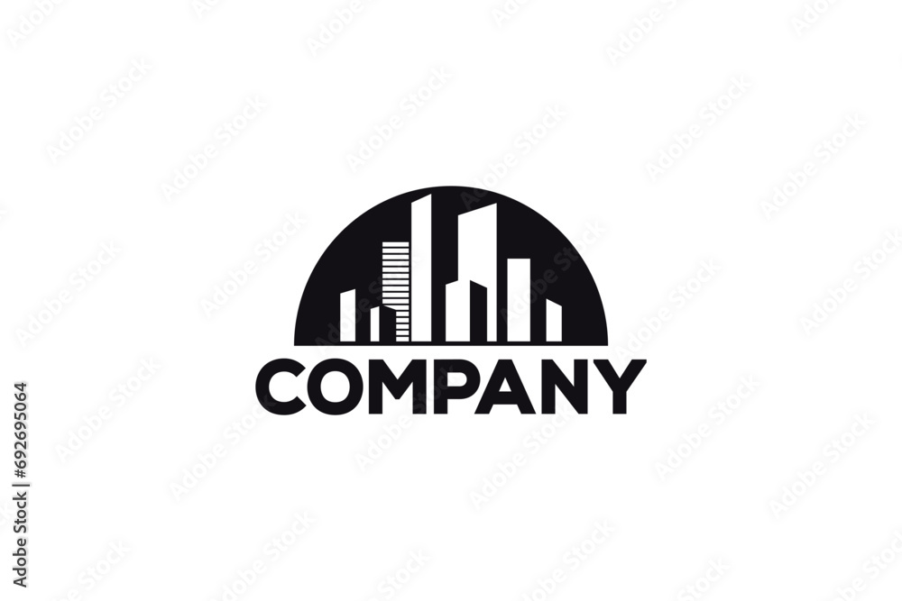 Creative logo design depicting a city skyline. Logo suited for the real estate and building industry. 