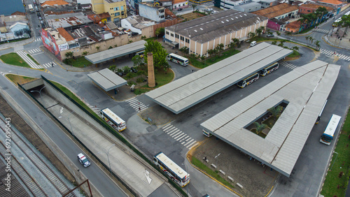 Visão aérea do terminal de onibus na cidade de Mogi das Cruzes, São Paulo, Brasil photo