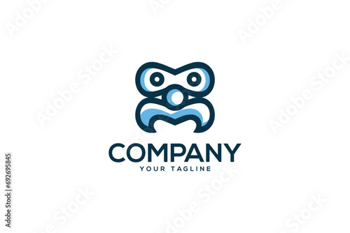 Creative logo design depicting a mini robot, designated to the technology industry.