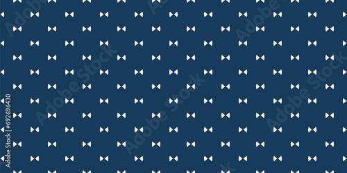 Bow tie pattern. Simple minimalist vector seamless texture with small bow-ties. Abstract dark blue geometric ornament. Hipster fashion style. Cute funky background. Repeat design for decor, covering photo