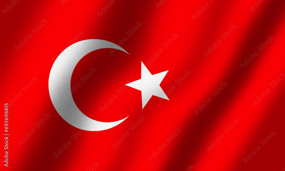 Powiewająca Flaga Turcji - obrazy, fototapety, plakaty 