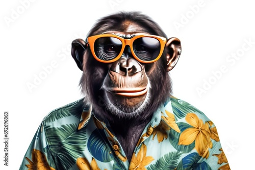  Background Transparent Isolated Shirt Tropical Glasses Wearing Chimpanzee goggles animal primate intelligent curious playful fashionable style trendy wildlife jungle nature smart funny unique photo